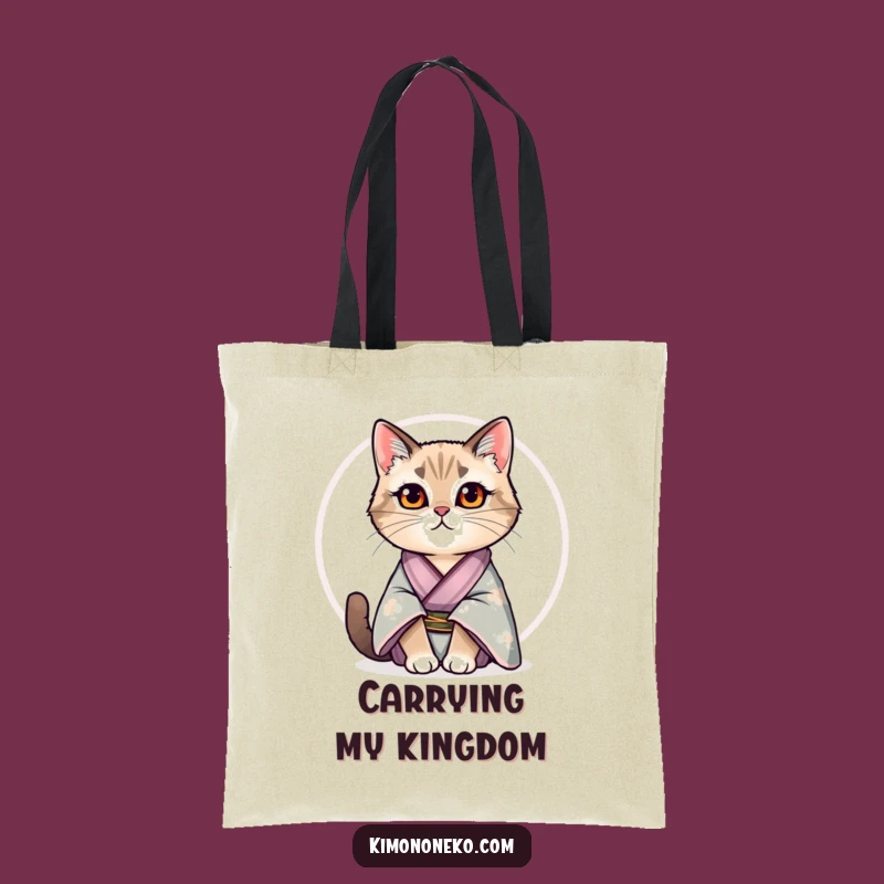 Funny Cat Kimono Tote Bag: Regal Kitty Silk Pride - Chic Carryall