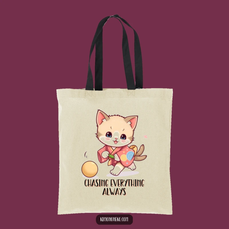 Funny Playful Kitten Kimono Tote Bag: Energetic Feline Carry-all, Perfect Funny Gift for Errands