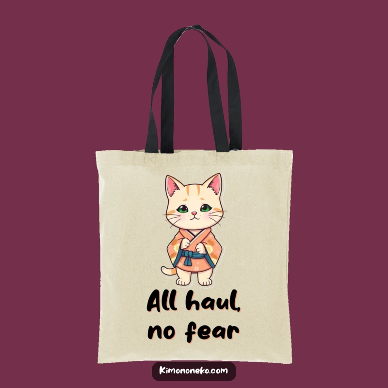 Funny Kawaii Cat Kimono Tote Bag: Confident Carry-all, Fashionable Funny Gift