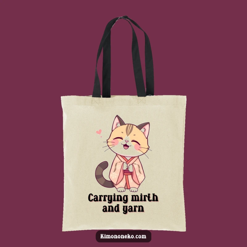Funny Kawaii Cat Kimono Tote Bag: Secret Laughs, Chic Funny Gift