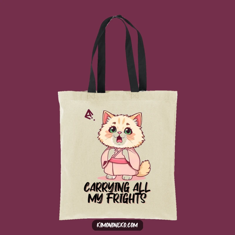 Funny Kawaii Persian Cat Tote Bag: Startled Kimono Kitty Accessory