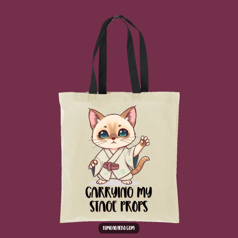 Funny Kawaii Siamese Cat Kimono Tote Bag: Dramatic Anime Accessory Gift
