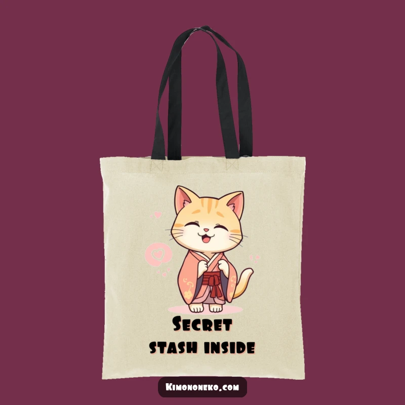 Funny Kawaii Cat Kimono Tote Bag: Secret Giggle Carrier, Elegant and Charming Gift