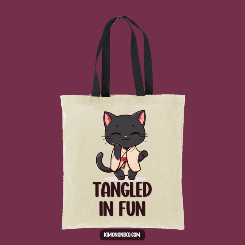 Funny Black Cat Kimono Tote Bag: Kawaii Playfulness for a Hilarious Gift